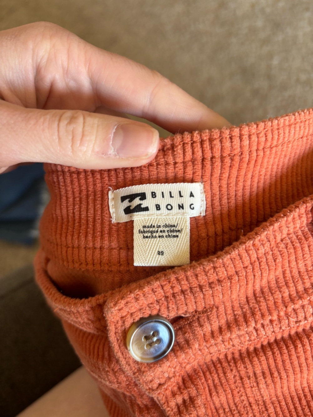 Billabong High-Waist Wide Leg Corduroy Pants - Rust Orange - Picture 7 of 8